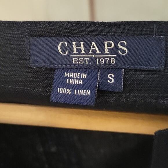 Chaps Navy Linen Pullover Vneck Blouse Tunic Size Small S - Picture 2 of 5